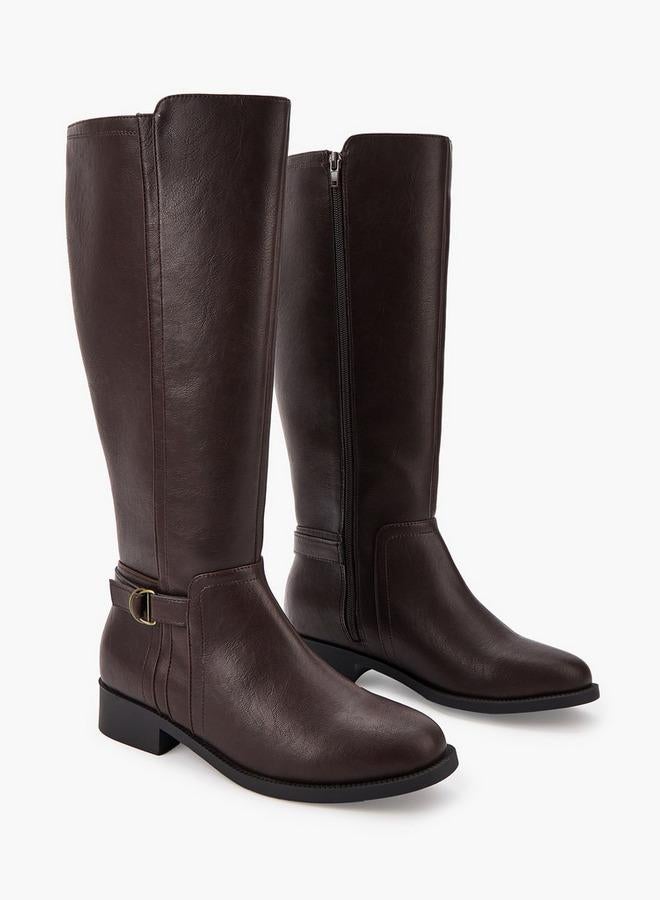 Flora Bella By Shoexpress Buckle Detail High Shaft Boots with Zip Closure - Image 4