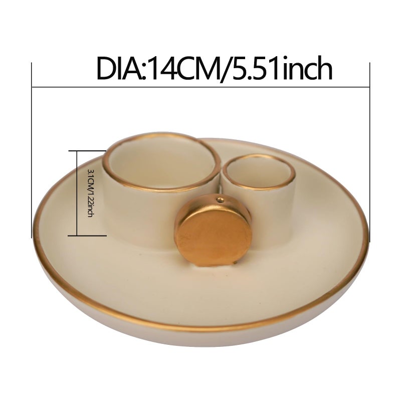 Fancy Lemon 4 in 1 Incense Holder, Ceramic Incense Stick and Palo Santo Holder,Sage Holder for Burning- 4.25" Ceramic Ash Catcher Tray for Meditation and Yoga Room (White Golden) - Image 2