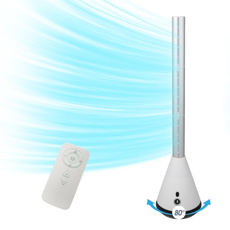 TrendGear Bladeless Tower Fan with Remote 80 Oscillating Air Circulator Fan 9 Speeds 8H Timer Floor Fan for Home Bedroom Kitchen Living Room Office