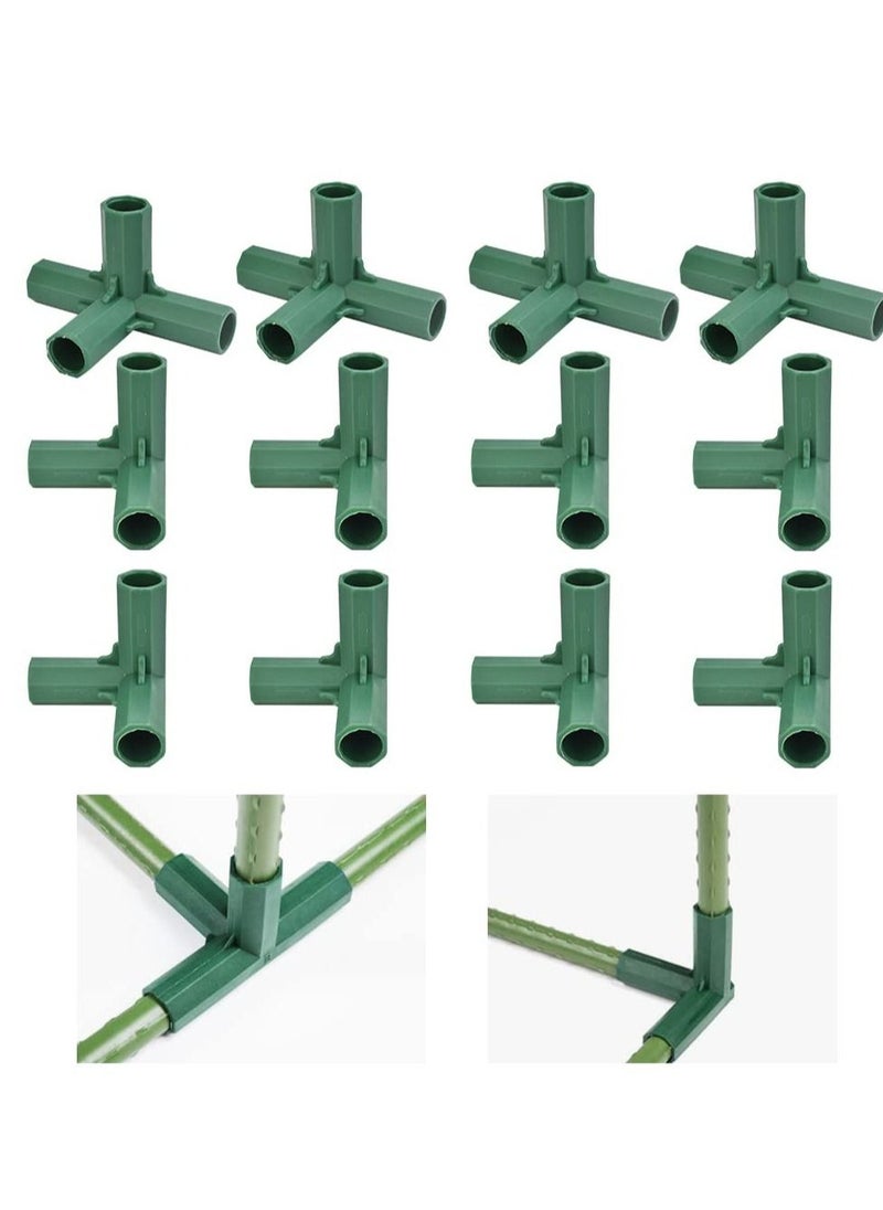 Y&D - 12 PCS Fitting, 16mm 4Pcs 4 Way Heavy Duty Greenhouse Frame Connectors & 8Pcs 3 Connector, Suitable for Gardening Connectors, Grape Trellis Sunscreen Shed - Image 1
