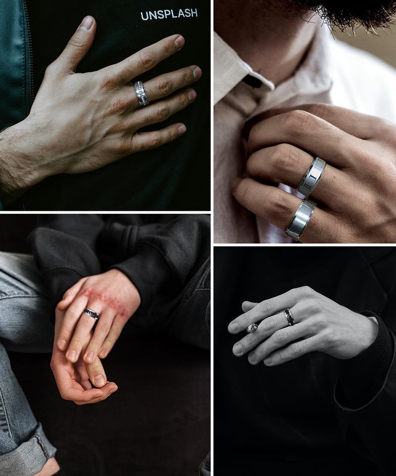 REVOLIA 16PCS Silver Rings for Men Stianless Steel Band Rings for Men Women Simple Engagement Wedding Promise Rings Set 10 - Image 2