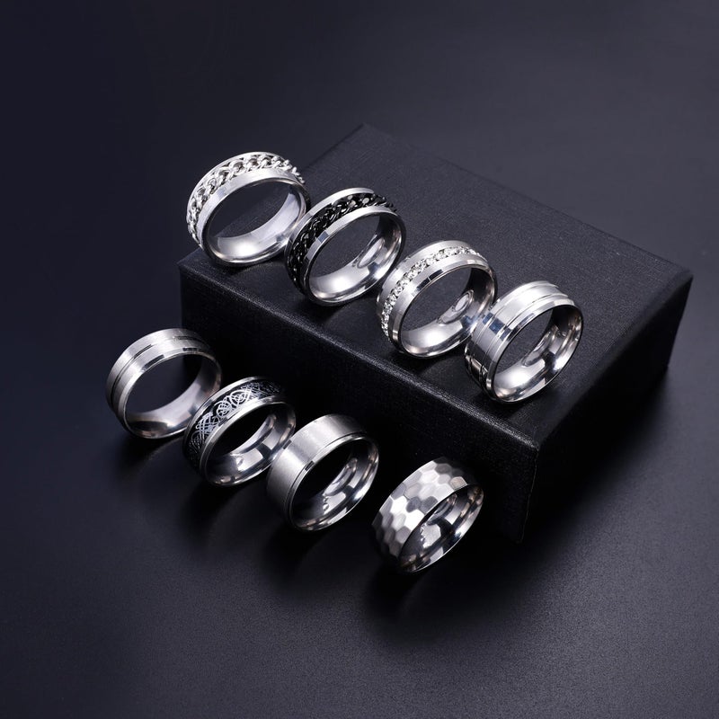 REVOLIA 16PCS Silver Rings for Men Stianless Steel Band Rings for Men Women Simple Engagement Wedding Promise Rings Set 10 - Image 5