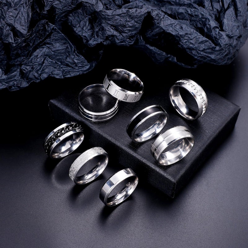 REVOLIA 16PCS Silver Rings for Men Stianless Steel Band Rings for Men Women Simple Engagement Wedding Promise Rings Set 10 - Image 4