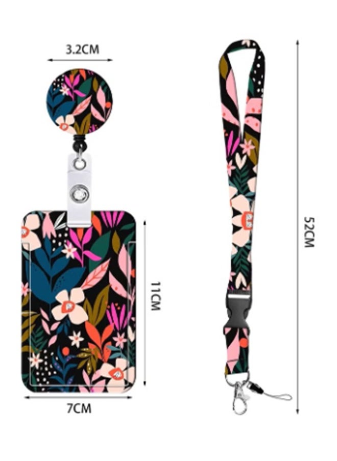 cyleto ID Badge Holder with Lanyard, Retractable Badge Holders Reels with Lanyards Adjustable, for Women Kids Teacher Nurses Doctor Student (Pink Flower)  - Image 3