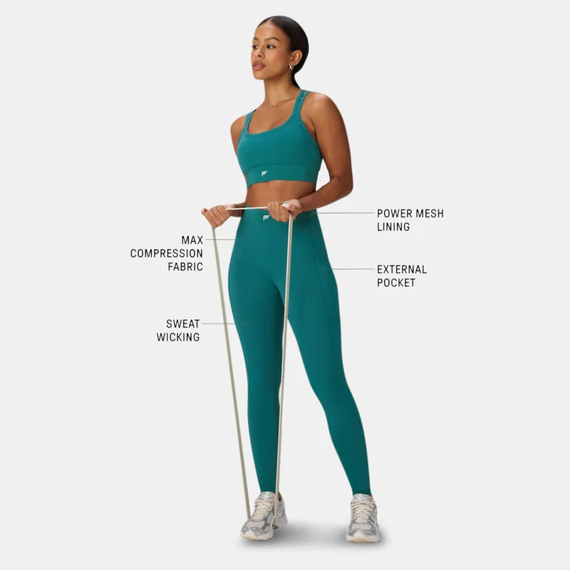 Fabletics Green Women's On-The-Go PowerHold Training Leggings for Women | Best Price UAE