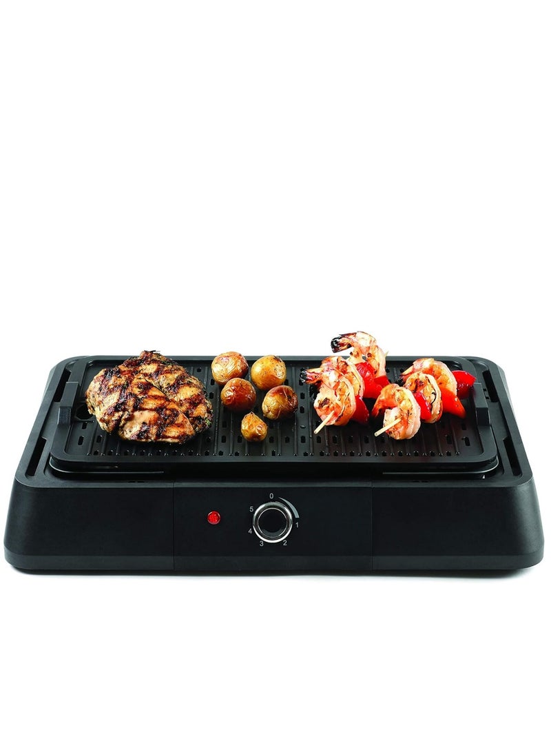 Generic Smokeless Electric Indoor Grill – Large 15.4" x 9.1" Non-Stick Grill Plate – 1600W Powerful Health Grill with Adjustable Temp Control, Dishwasher-Safe – Black – Perfect for Steak, Chicken, Vegetables & More - Image 1