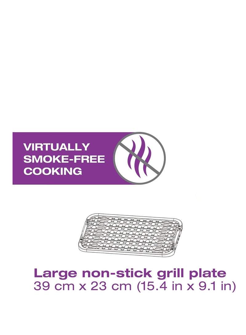 Generic Smokeless Electric Indoor Grill – Large 15.4" x 9.1" Non-Stick Grill Plate – 1600W Powerful Health Grill with Adjustable Temp Control, Dishwasher-Safe – Black – Perfect for Steak, Chicken, Vegetables & More - Image 4