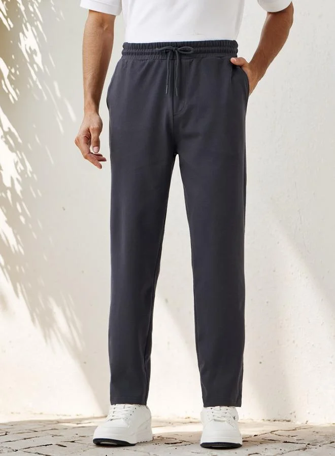 سبلاش فيڤ بنطلون بقصة مستقيمة مع رباط للإغلاق وجيب وخصر مرن مريح