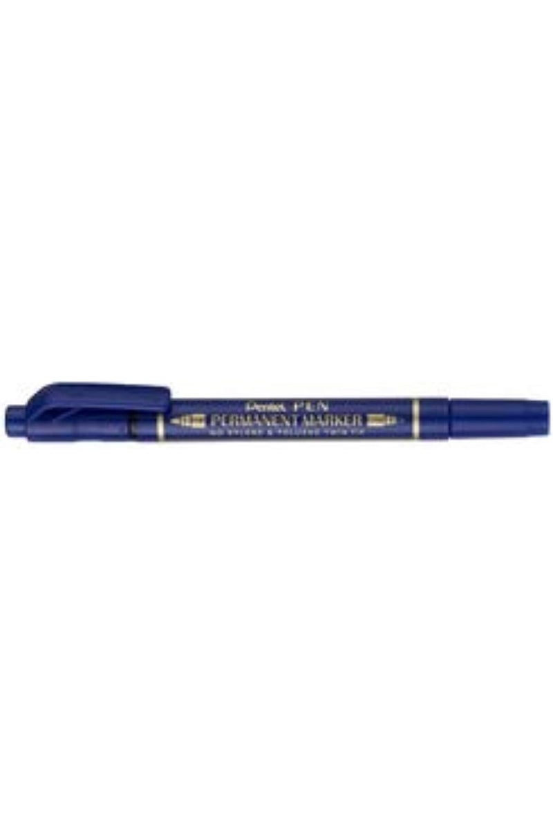 Pentel N75W-C Permanent Marker  Twin Tip, Blue - 06 Pcs - Image 2