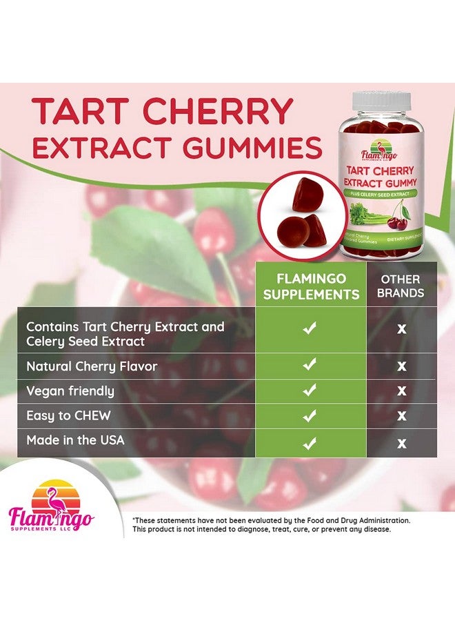 Flamingo Supplements Tart Cherry Gummies (2000mg) with Celery Extract (400mg)- Sleep, and Joints- Tart Cherry Extract Alterative to Tart Cherry Juice Concentrate, Capsules, or Powders - 60 Count - Image 2