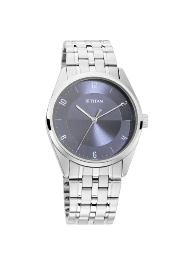 تيتان Titan Men's Eleganza Lumina Blue Luminous Dial Watch with Sophisticated Link Metal Strap 1729sm05