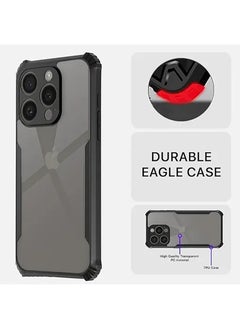 Case Up Case For Apple iPhone 15 Pro Max Crystal Clear Tactical Back Cover Case With 360 Degree Protection, Shockproof Bumper Protective Phone Cover, Anti-Scratch Hard PC Back (Clear)  - Image 3