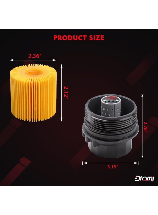 Dtomi 1.8L Engine Oil Filter Cap Assembly Compatible With Toyota Lexus Scion Vehicle Prius V, Prius Plug In, Prius, Matrix, Corolla iM,xD, CT200h Replace# 15620-37010, 19185631, 04152-37010, 04152-YZZA6 - Image 4