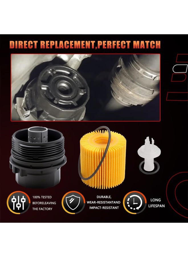 Dtomi 1.8L Engine Oil Filter Cap Assembly Compatible With Toyota Lexus Scion Vehicle Prius V, Prius Plug In, Prius, Matrix, Corolla iM,xD, CT200h Replace# 15620-37010, 19185631, 04152-37010, 04152-YZZA6 - Image 5