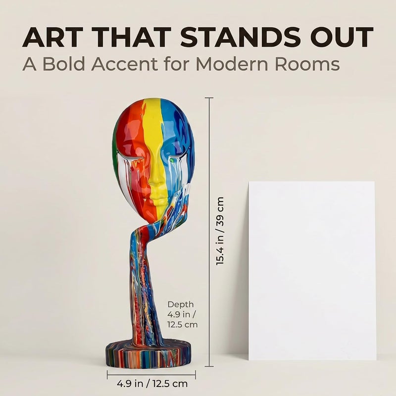 suruim Luxury Colorful Feminine Decor Modern Sculptures Thinker Statue Abstract Art Home Decor Decorative Living Room Contemporary Center Table Shelf Decor (Large 15.3x4.9x4.9in) - Image 2
