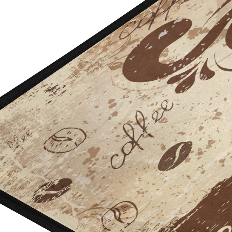 BOENLE Coffee Cup Kitchen Rug Washable Bath Floor Mat Retro Non-Slip Runner Carpet Doormat for Bathroom Living Room Bedroom 39x20 inch - Image 4