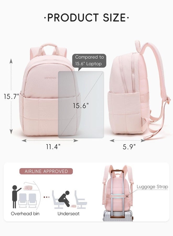 WESTBRONCO Mini Backpack for Women Nylon Small Fashion Backpacks Purse Puffer Lightweight Backpacks for Travel, Shopping, Large-pink, 15.9 x 11.8 x 6.1 inches, Quilted - Image 2