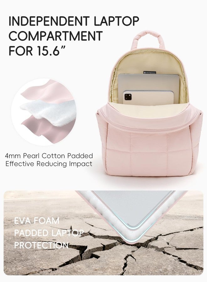 WESTBRONCO Mini Backpack for Women Nylon Small Fashion Backpacks Purse Puffer Lightweight Backpacks for Travel, Shopping, Large-pink, 15.9 x 11.8 x 6.1 inches, Quilted - Image 4