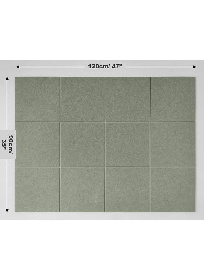 DECORITA Large Cork Board Alternative 47X35 12 Pack Felt Wall Tiles With Safe Removable Adhesive Tabs Cork Boards For Walls Pin Board Tack Board Cork Board 48 X 36 For Home Office Sage  - Image 2