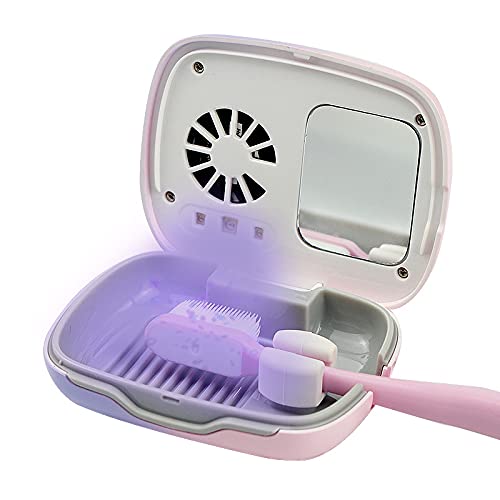 Impressive Smile Rechargeable Mini UV Toothbrush Cover with Fan and USB Cord for Travel or Home Long Battery Life and Improved Case Ventilation for Better Disinfection Blue