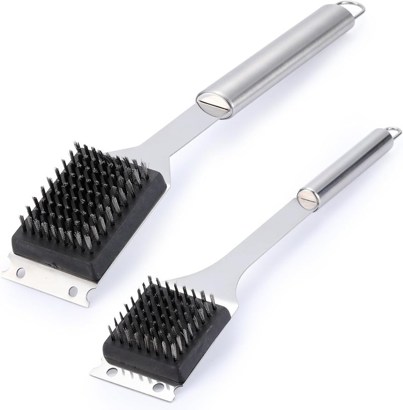 Edgnb 2 Pack Grill Brush and Scraper, 16” & 14” Wire BBQ Grill Brush, 304 Stainless Steel Cleaning Brush, Safe Grill Cleaner Brush - Ideal Gift for Men/Dad - Image 1
