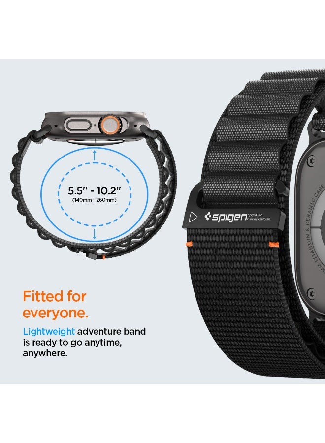 Spigen WBF1 Apple Watch Band for Apple Watch Ultra 3/2/1 49mm, Series 11/10 46mm, 9/8/7 45mm, SE3/SE2/SE/6/5/4 44mm, 3/2/1 42mm Lightweight Fabric Strap - Black - Image 3