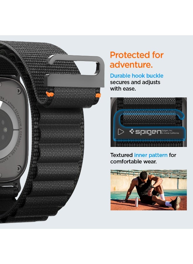 Spigen WBF1 Apple Watch Band for Apple Watch Ultra 3/2/1 49mm, Series 11/10 46mm, 9/8/7 45mm, SE3/SE2/SE/6/5/4 44mm, 3/2/1 42mm Lightweight Fabric Strap - Black - Image 5