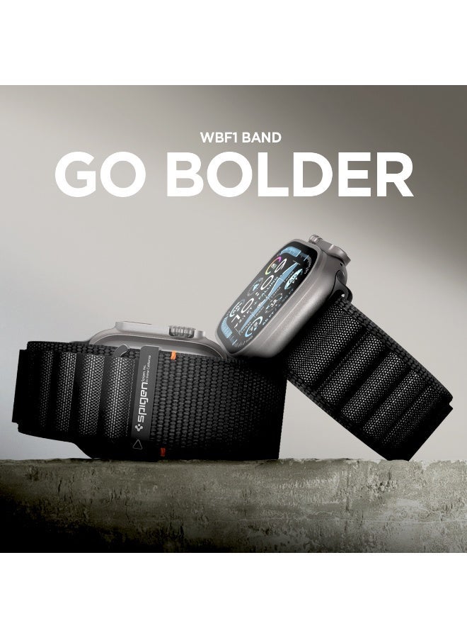 Spigen حزام ساعة آبل WBF1 لساعة آبل ألترا 3/2/1 49 مم، السلسلة 11/10 46 مم، 9/8/7 45 مم، SE3/SE2/SE/6/5/4 44 مم، 3/2/1 42 مم حزام قماش خفيف الوزن - أسود - Image 3