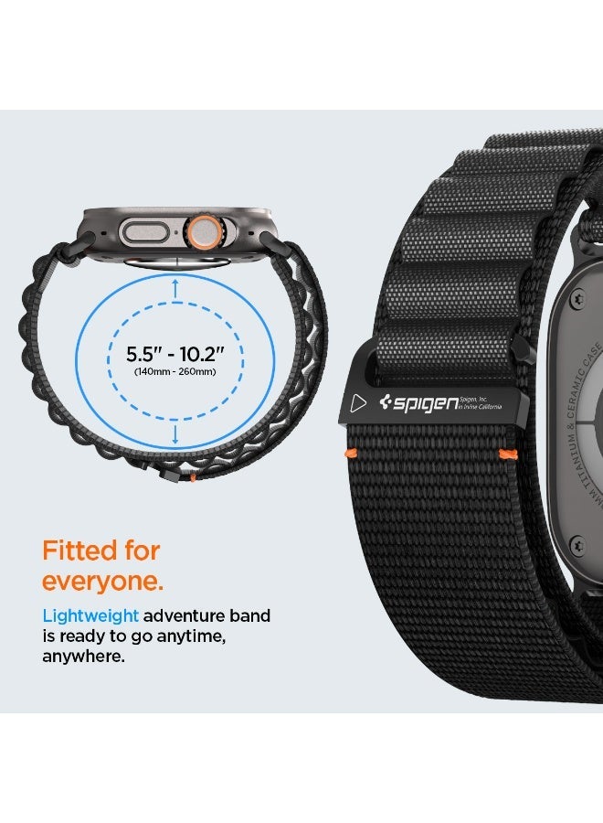 Spigen حزام ساعة آبل WBF1 لساعة آبل ألترا 3/2/1 49 مم، السلسلة 11/10 46 مم، 9/8/7 45 مم، SE3/SE2/SE/6/5/4 44 مم، 3/2/1 42 مم حزام قماش خفيف الوزن - أسود - Image 4