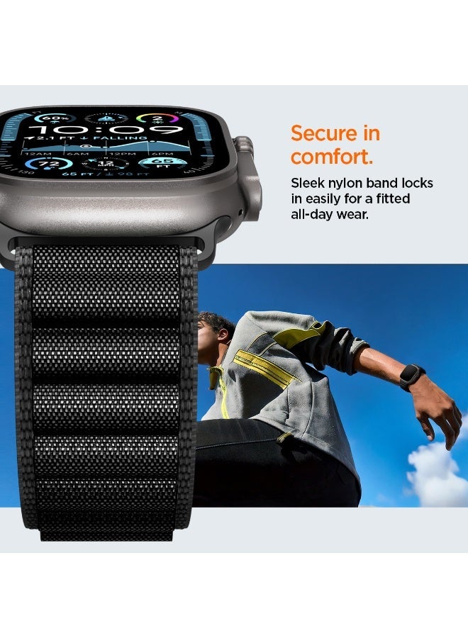 Spigen حزام ساعة آبل WBF1 لساعة آبل ألترا 3/2/1 49 مم، السلسلة 11/10 46 مم، 9/8/7 45 مم، SE3/SE2/SE/6/5/4 44 مم، 3/2/1 42 مم حزام قماش خفيف الوزن - أسود - Image 5