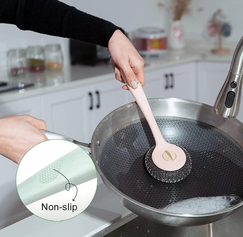Brikipth Brikipth Pot Brush Long Handle Kitchen Cleaning Brush Dishwashing Brush Pans and Pots Brush Kitchen Sink Countertop Scrub Brush Cleaning Supplies Cleaning Tool Ready for School - Image 5