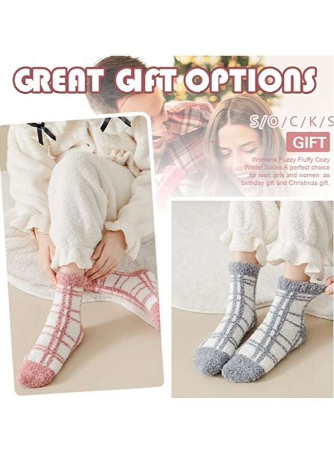 5 Pairs Fluffy Soft Socks for Women and Ladies, Winter Warm Comfortable Slipper Socks Thermal Towel Striped Socks for Daily Wear, Home, Bed - Image 5