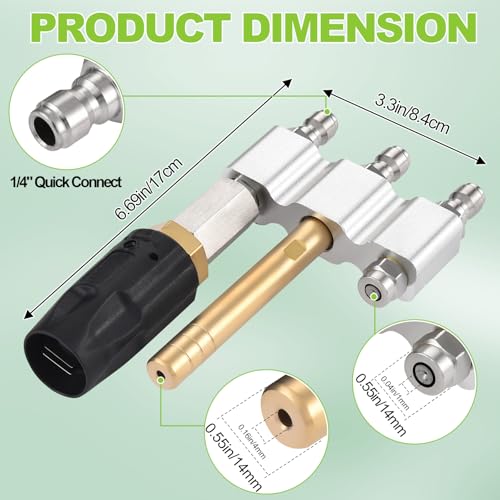 Ciunura 3 in 1 Downstream Soft Wash Chemical Nozzle M5 Twist Nozzle Shooter Tips 060Adjustable Spray Pattern for 17006000PSI 37 GPM Pressure Washer with 14 inches Quick Connect - Image 3