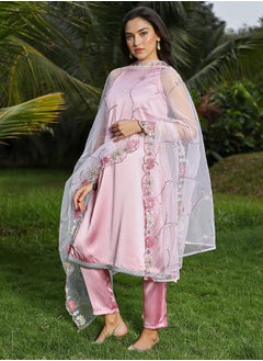  قصة Women's Powder Pink Blush Bloom Kurta Set  - Image 5