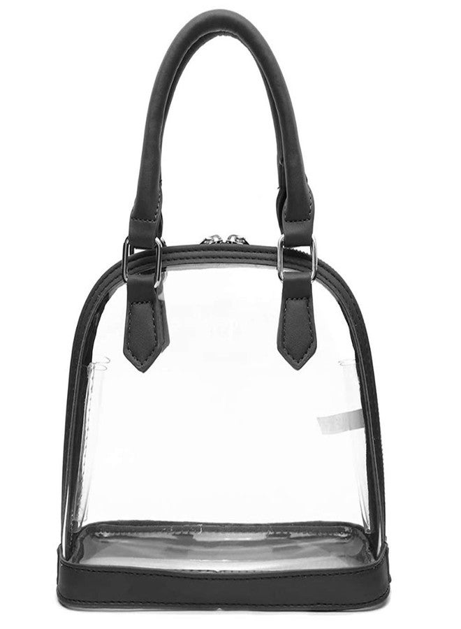 Rullar Women Clear Jelly Top Handle Shoulder Crossbody Bag PVC Handbag Purse Totes Satchel Black - Image 2