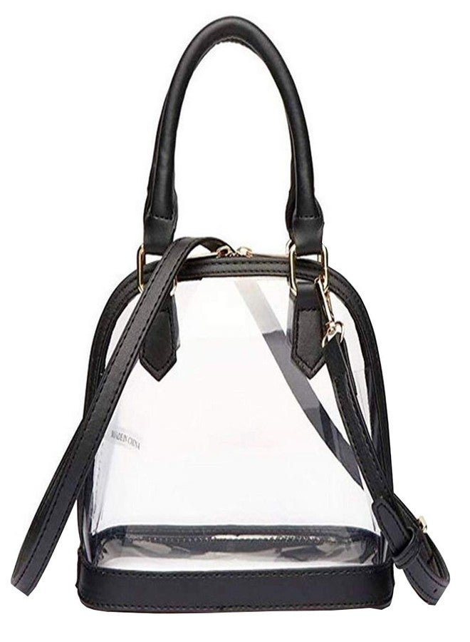 Rullar Women Clear Jelly Top Handle Shoulder Crossbody Bag PVC Handbag Purse Totes Satchel Black - Image 1