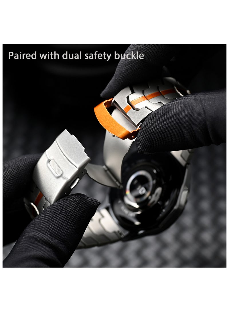 Titanium Band for HUAWEI Watch 4 3 Pro / GT 5 4 3 Pro, Luxury Universal 22mm Titanium Metal Replacement Watch Strap for Men and Women, Titanium-Orange - Image 4