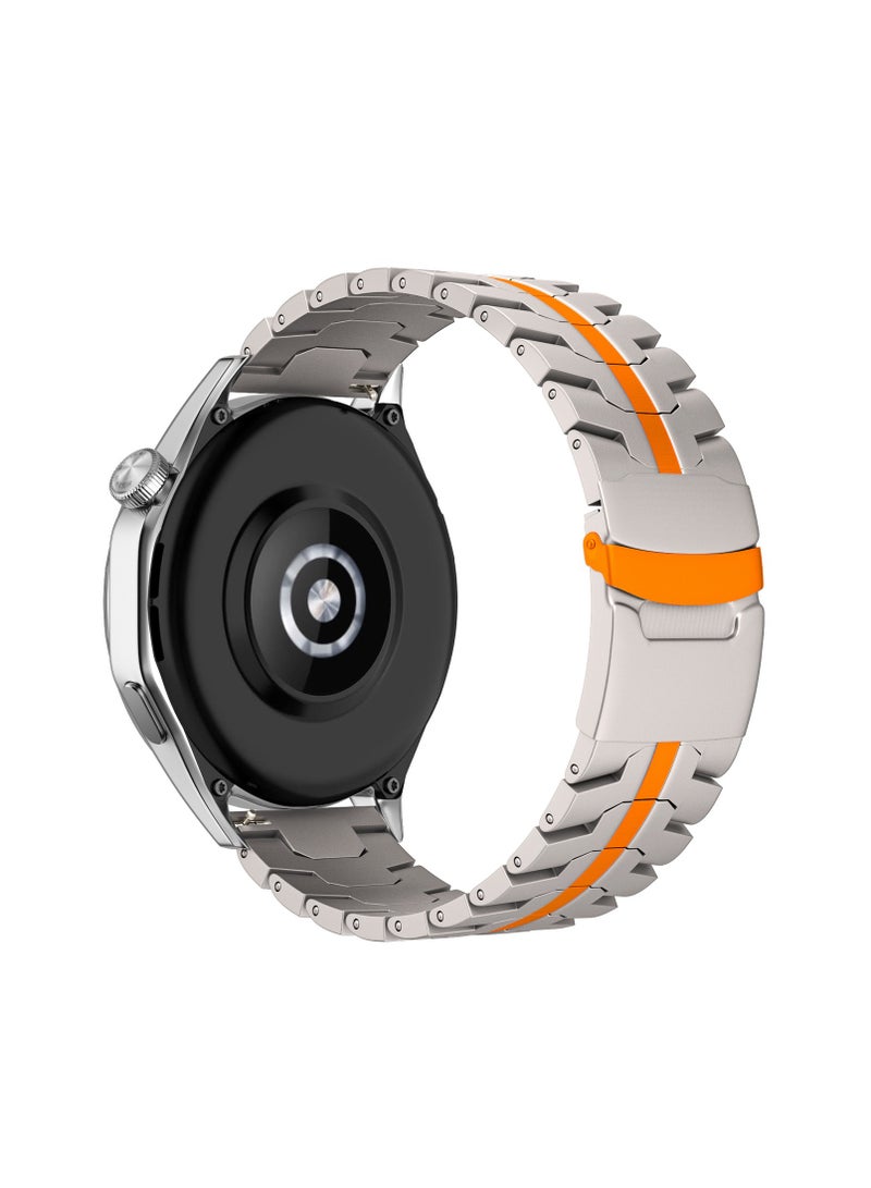 Titanium Band for HUAWEI Watch 4 3 Pro / GT 5 4 3 Pro, Luxury Universal 22mm Titanium Metal Replacement Watch Strap for Men and Women, Titanium-Orange - Image 2