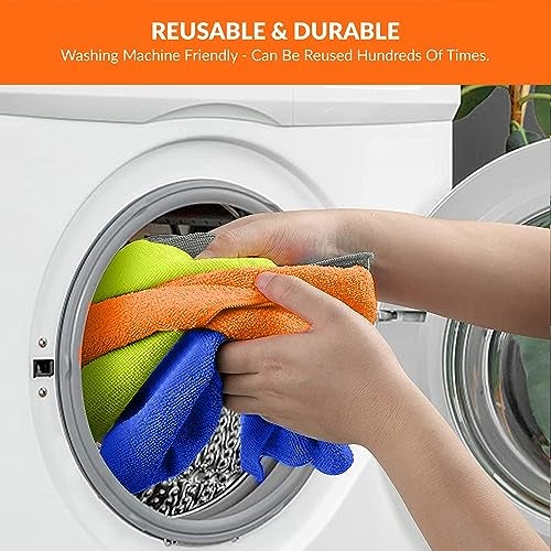 Tukzer Microfiber Cloth - 16 pcs 25X25 cms 280 GSM Cleaning Kit Cloth for Laptop, Monitor, Camera Lens, Binoculars, TV Projector, Electronics (Multi-Color) - Image 5