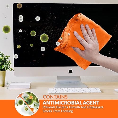 Tukzer Microfiber Cloth - 16 pcs 25X25 cms 280 GSM Cleaning Kit Cloth for Laptop, Monitor, Camera Lens, Binoculars, TV Projector, Electronics (Multi-Color) - Image 3