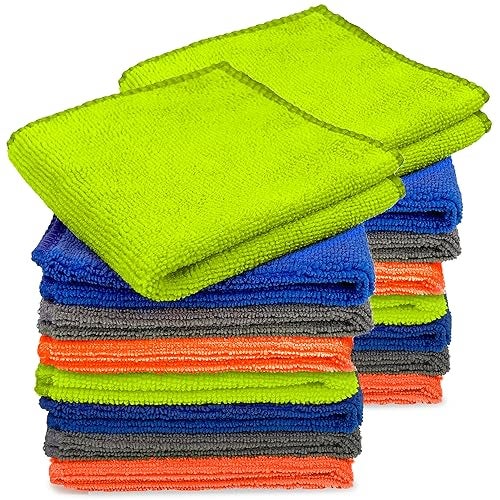 Tukzer Microfiber Cloth - 16 pcs 25X25 cms 280 GSM Cleaning Kit Cloth for Laptop, Monitor, Camera Lens, Binoculars, TV Projector, Electronics (Multi-Color) - Image 1