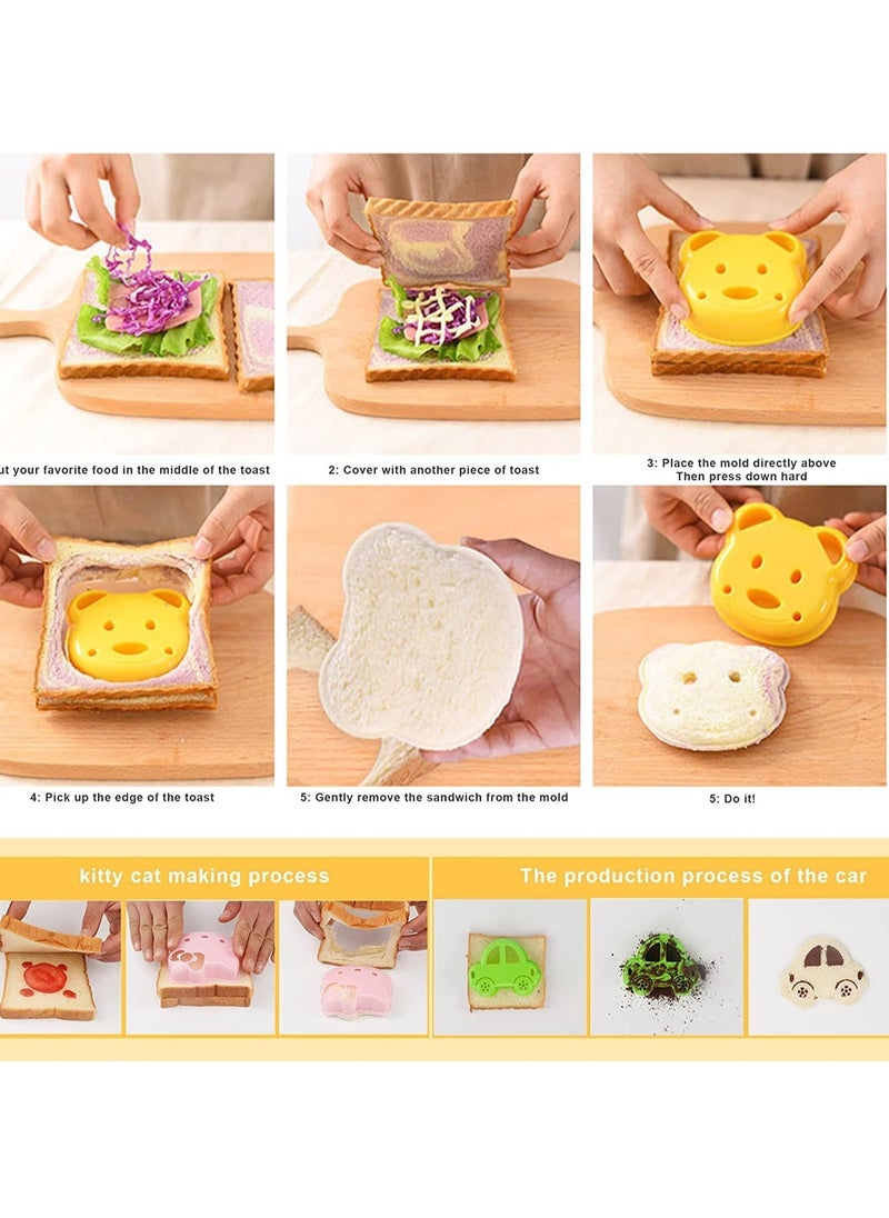 Mmmon - 3 Pack Sandwich Cutter and Sealer,Shape Sandwich Cutter and Sealer,Uncrustable Sandwich Maker,Cut and Seal,Great for Lunchbox and Bento Box,Breakfast lunch for Adults and Children - Image 1