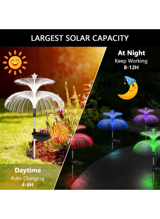 Bukela Solar Garden Lights 2 Pack New Upgraded Solar Lights Outdoor Waterproof 7 Color Changing Double Jellyfish and Star Flower Garden Decor Yard Lawn Christmas Outdoor,Gifts for Mother's Day Women - Image 4