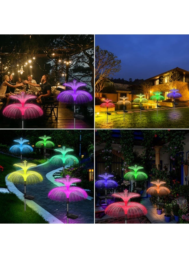 Bukela Solar Garden Lights 2 Pack New Upgraded Solar Lights Outdoor Waterproof 7 Color Changing Double Jellyfish and Star Flower Garden Decor Yard Lawn Christmas Outdoor,Gifts for Mother's Day Women - Image 5