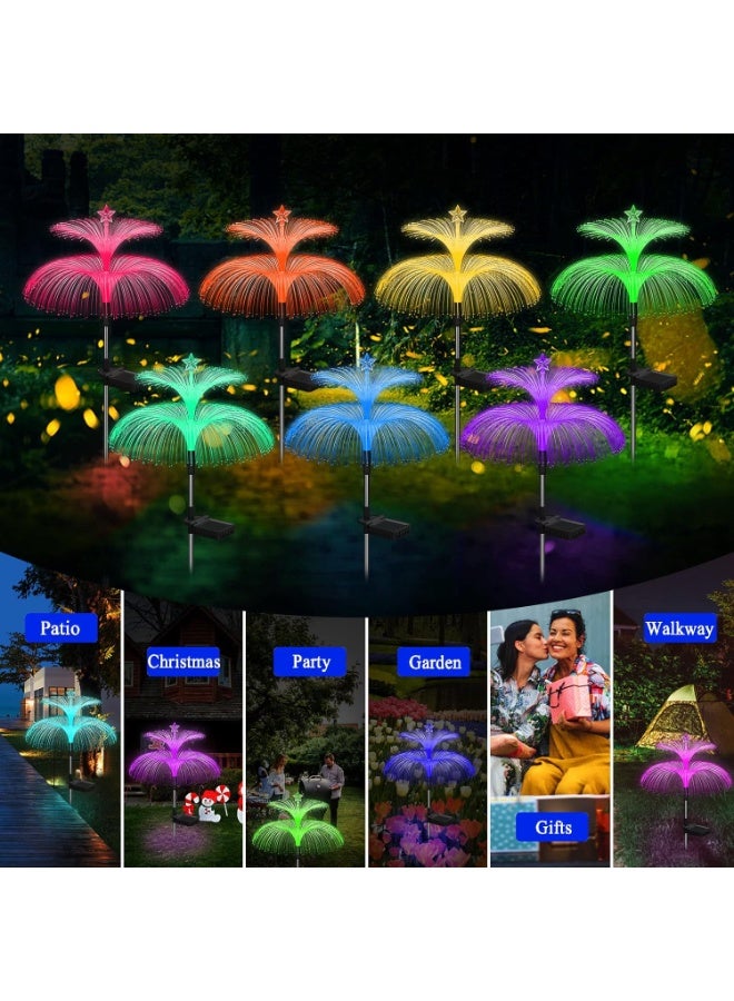 Bukela Solar Garden Lights 2 Pack New Upgraded Solar Lights Outdoor Waterproof 7 Color Changing Double Jellyfish and Star Flower Garden Decor Yard Lawn Christmas Outdoor,Gifts for Mother's Day Women - Image 3