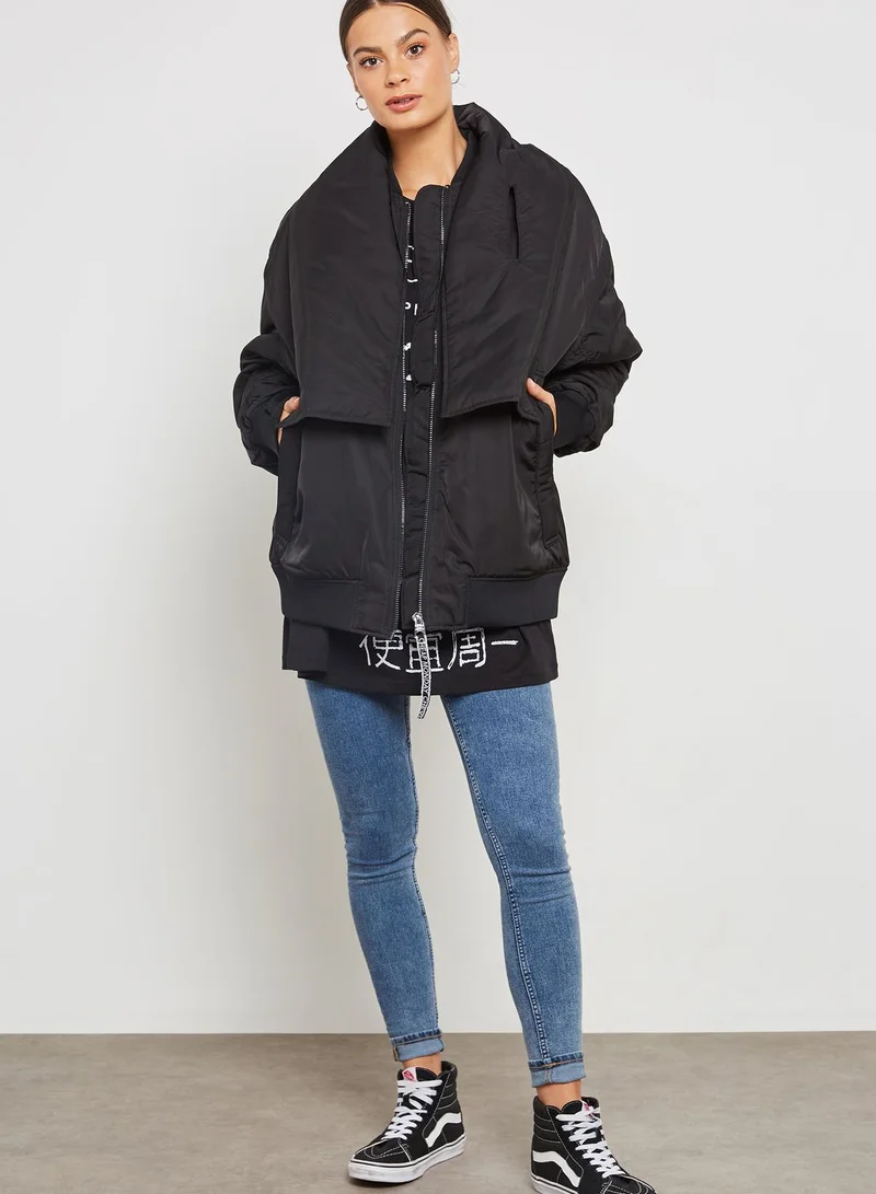 Cheap Monday Quilted Bomber Jacket & Scarf