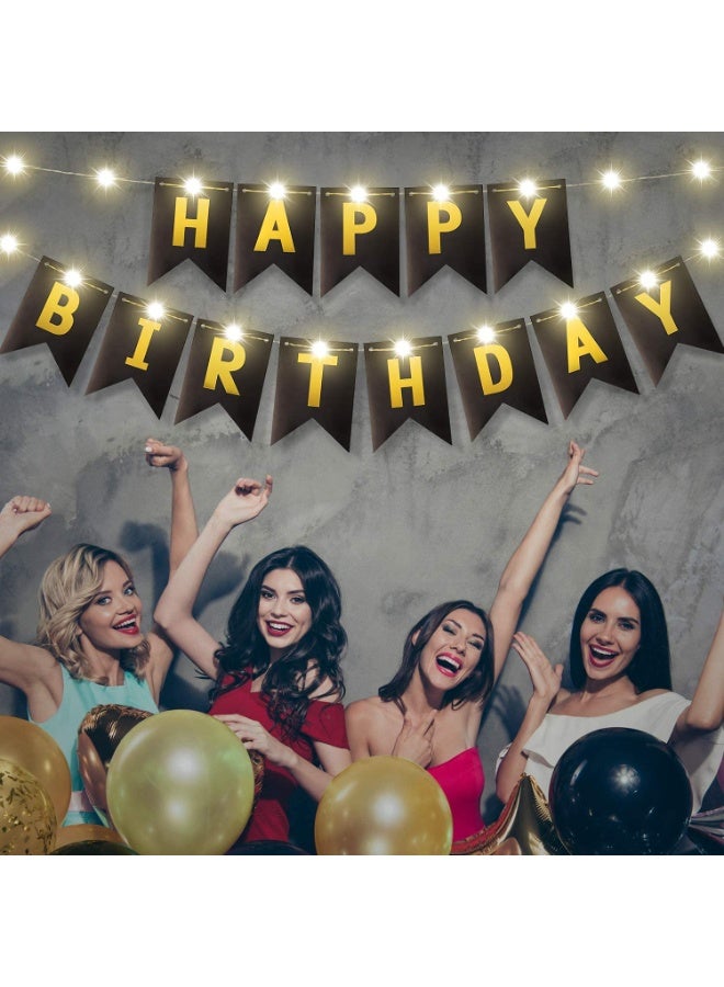 بانر عيد ميلاد سعيد باللون الأسود / بانر عيد ميلاد سعيد باللون الأسود مع أضواء LED / بانر عيد ميلاد أسود / بانر عيد ميلاد أسود - أسود - Image 1