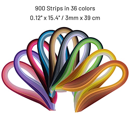 YURROAD Paper Quilling Strips Set，36 Colors 900 Strips Width 3mm Length 39cm - Image 3