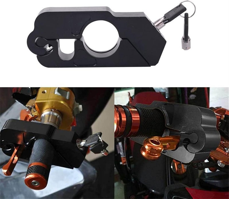 cheekyglo Motorcycle Handlebar Lock Aluminum Alloy Anti Theft Motorcycles Scooters Bike Alarm Brake Handlebar for Easy Storage & Transporting,Black - Image 3