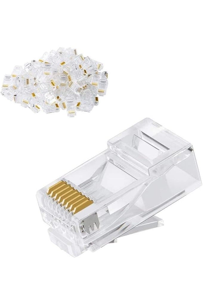 موصل Cat6 RJ45 غير محمي 100 قطعة شفاف - Image 1